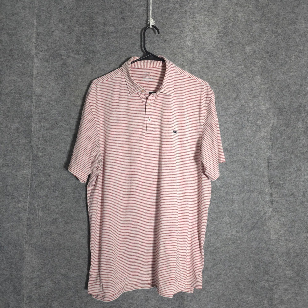 Vineyard Vines Performance Polo Shirt Men Large Red Striped Golf Stretch Sports